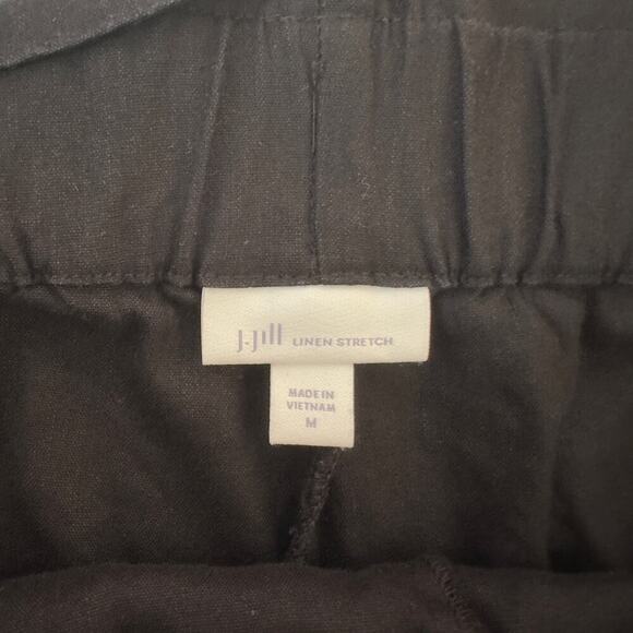J. Jill Linen Stretch Tie Waist Crop Pants Size M Black Minimalist Casual Comfy - Picture 4 of 6